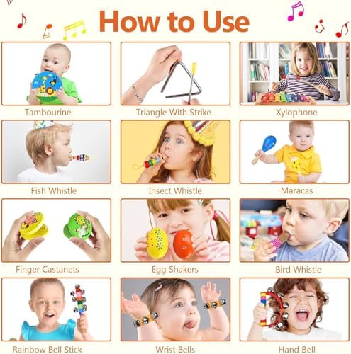 Montessori friendly wooden child percussion toys with animal character whistles