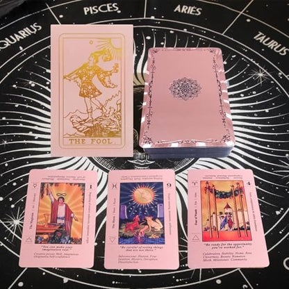 High quality plastic pink tarot cards with guidebook packaging
