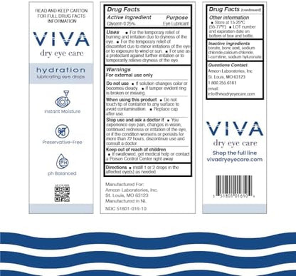 USA imported Amcon Viva eye drops for instant moisture and dry eye relief.