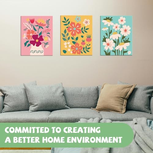 Goldentime finished flower canvas artwork hanging on a living room wall for home decor.