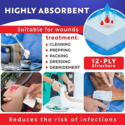 Four by four inch breathable mesh cotton pads showing thick absorbent texture