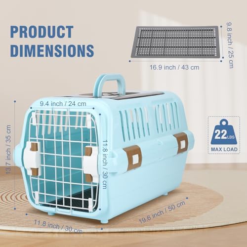 TripleHare durable pet travel crate with wire door and handle