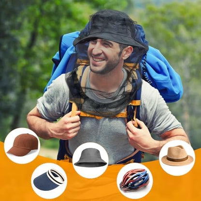 Side view of Qingsi mosquito head net with drawstring