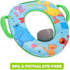 Close up of the patented easy grip handles designed to build toddler confidence during bathroom training.