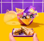 Detailed overhead view of the miniature ingredients including replica seasoned beef and nacho cheese sauce.