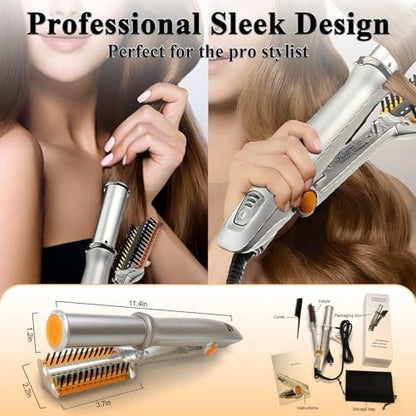 DONFON rotating curling wand side profile emphasizing the premium heating plate