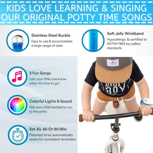 Water resistant toddler toilet training watch showing secure wristband buckle adjustment
