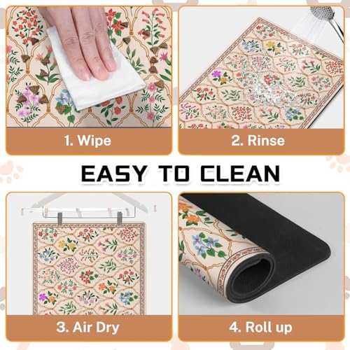 Ideasonna absorbent pet mat being wiped clean