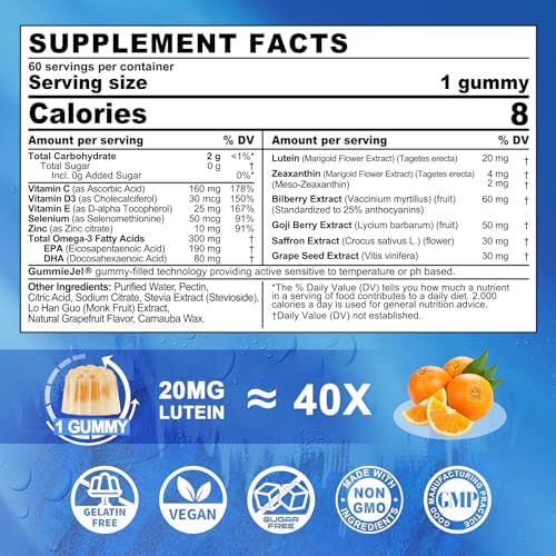 Lilicare eye vitamin gummies nutritional facts label