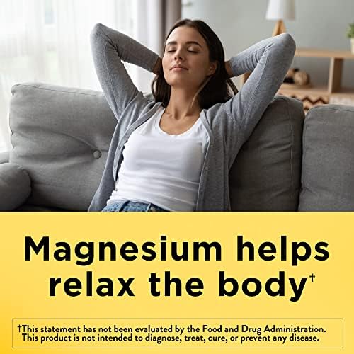 Nature Made Magnesium oxide mineral supplement bottle placed on a clean surface