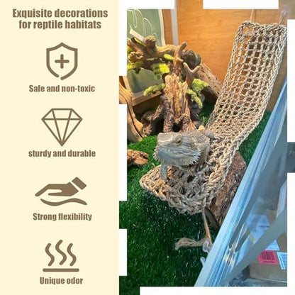 Two reptile hammocks arranged as a multi-level climbing habitat
