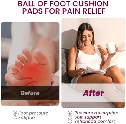 Bukihome metatarsal pads placed inside a high heel shoe for scale and fit.