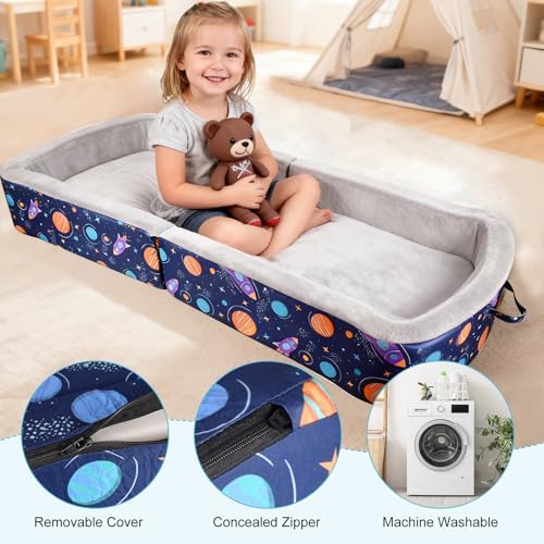 TDKDHoming travel bed folded in half for compact space-saving storage