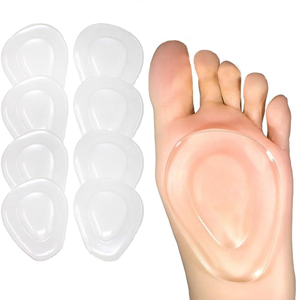 FCYIMI Metatarsal Gel Pads 8 pack front view clear silicone cushions