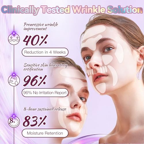 Non invasive facial smoothing strips showing proper skin prep and application zones