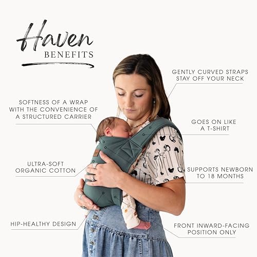 Ergonomic cross back strap layout on the Boba Happy Haven soft structured baby carrier for infant weight distribution