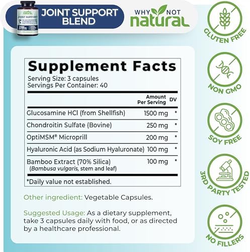 Why Not Natural Glucosamine Chondroitin, MSM, Joint Support Supplements - Knee Pain Joints Health Suppplement - Image 5