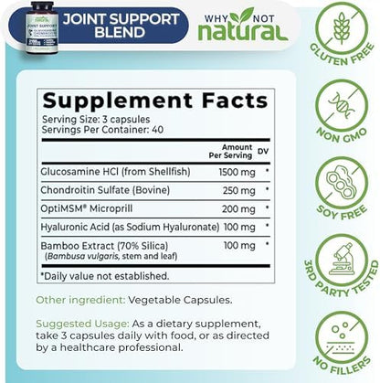 Why Not Natural Glucosamine Chondroitin, MSM, Joint Support Supplements - Knee Pain Joints Health Suppplement - Image 5