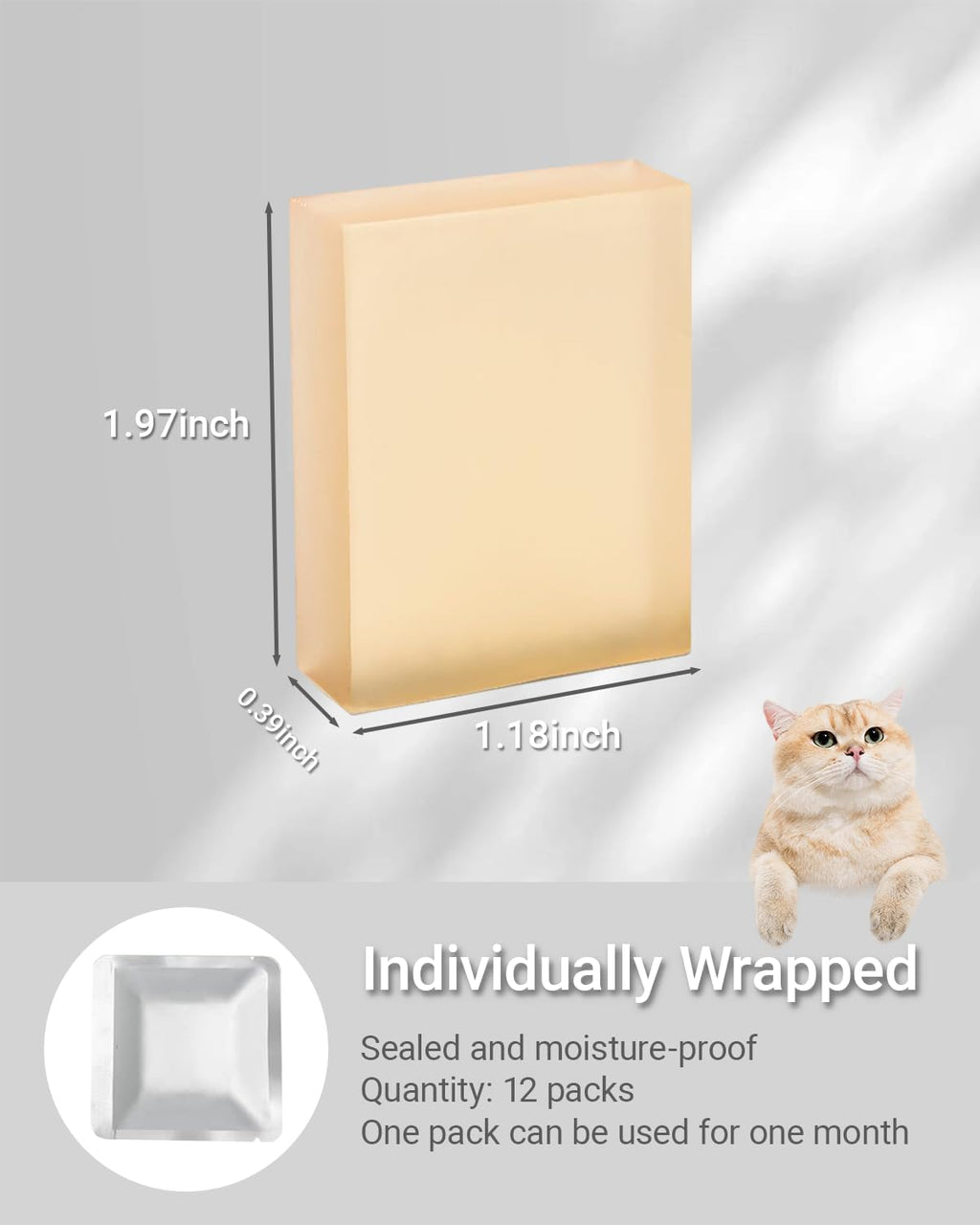 Back packaging view of Harich CurLife cat litter deodorizer with instructions.