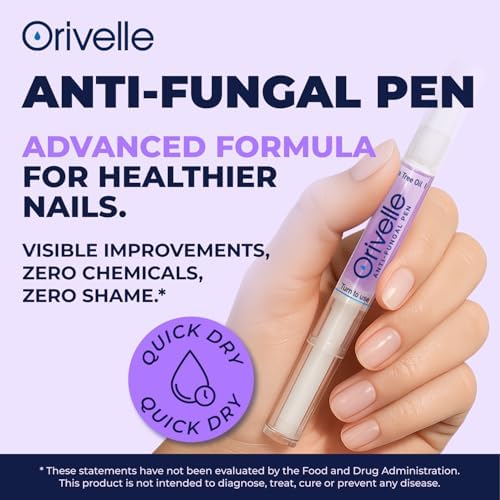 Orivelle Nail Care solution being applied directly to a discolored toenail surface.
