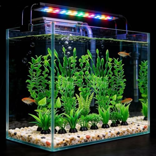 Laxmi Vishnu Enterprises goldfish aquarium decoration set showcasing lifelike plastic foliage.