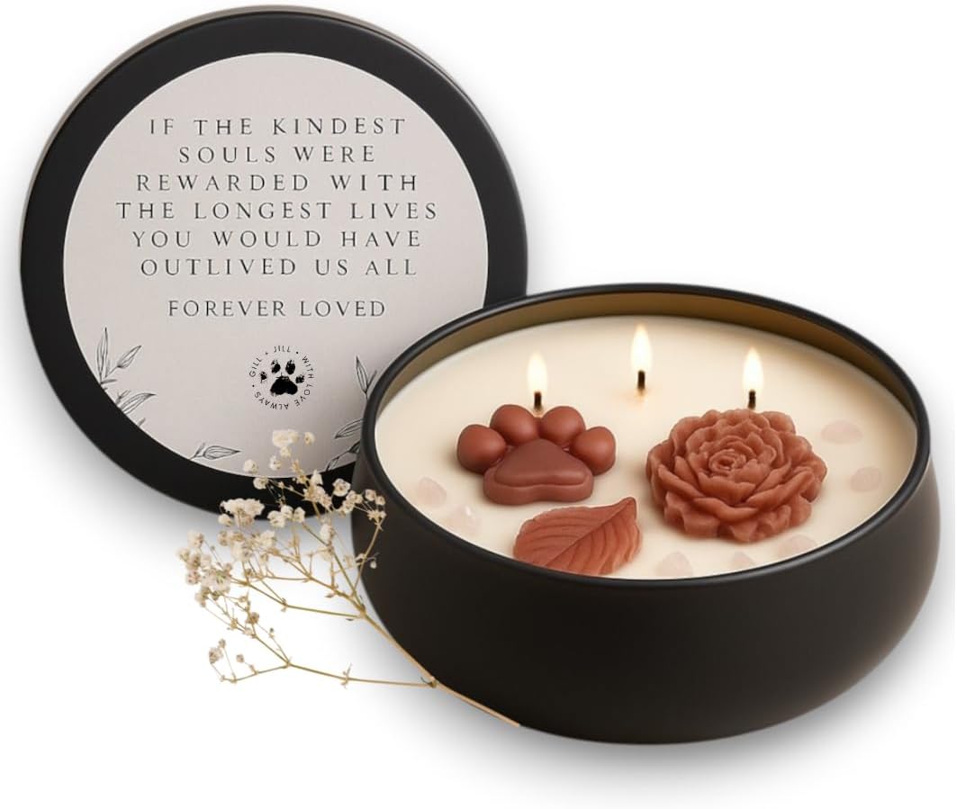 Premium Paw Prints Pet Memorial Candle - Paraffin-Free Soy Wax, Dog Memorial Gifts for Loss of Dog, Pet Loss Sympathy & Bereavement Gift, Rainbow Bridge Remembrance Gift for Grieving Pet Owner - Image 9
