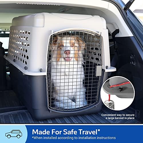 Petmate forty inch travel crate upper shell and interlocking perimeter holes for no tool assembly.