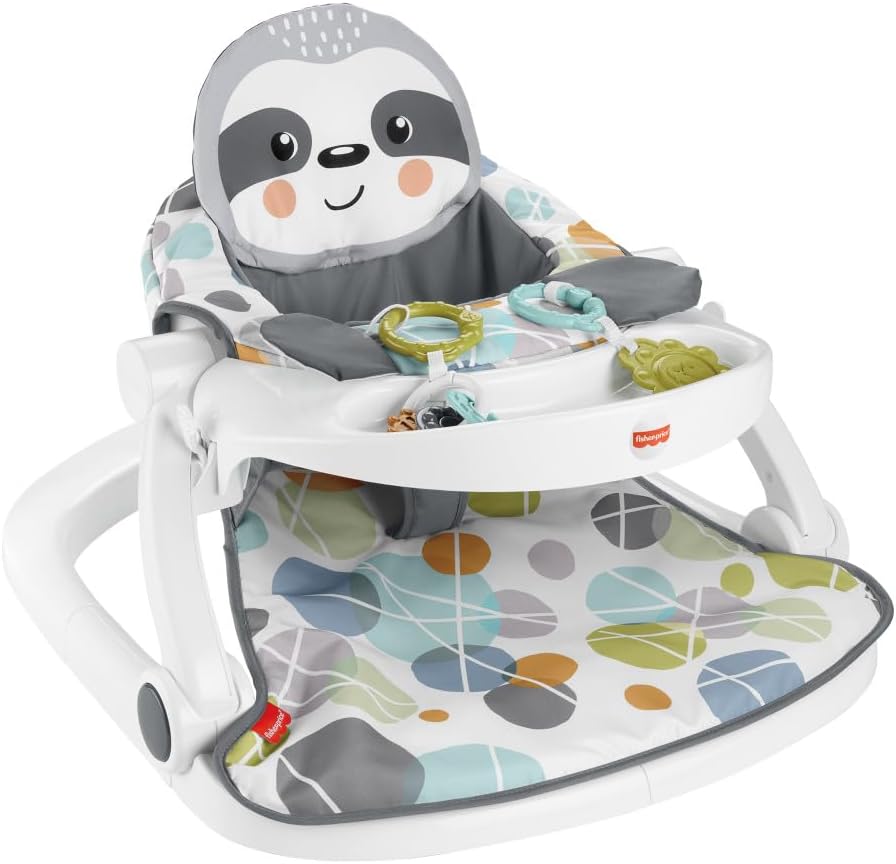 Fisher-Price Sit-Me-Up Floor Seat front view with sloth design