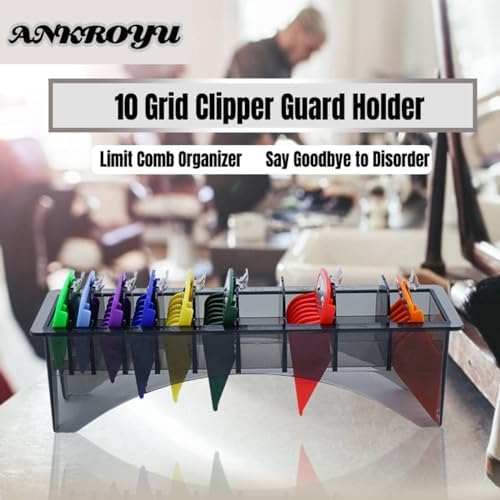 Akozon hair clipper limit comb organizer top view displaying ten individual storage compartments