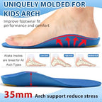Blue Ailaka children's insoles showing 3.5cm firm arch support structure