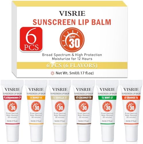 Visrie SPF 30 sunscreen lip balm 6 pack front view