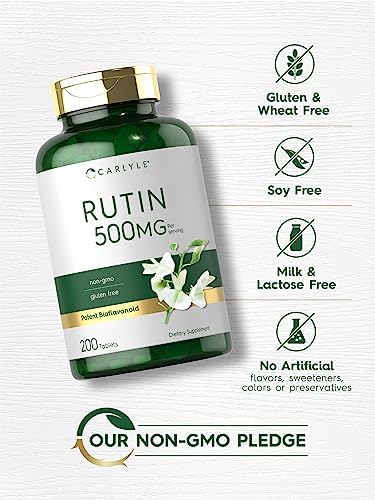 Carlyle Rutin 500mg vegetarian caplets side angle product shot