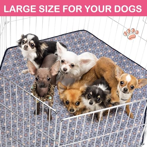 Preboun 4 Pcs 47 in Guinea Pig Playpen Pad Waterproof Hexagon Mat Reusable Dog Playpen Liner for Small Animal Rabbit Cage Tent Pee Pad Washable Yard Fence(Vivid Star) - Image 6