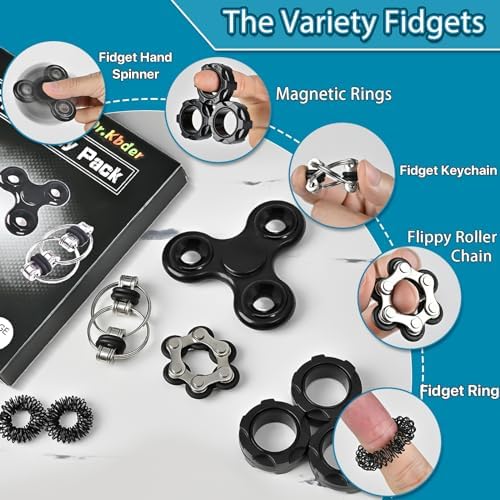 Six piece fidget sensory toy set for stress relief