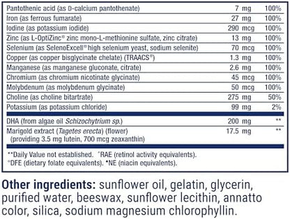 Life Extension Prenatal Advantage ingredients list and certification