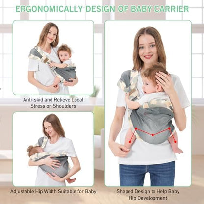 Huifen lightweight portable baby wrap showing the open half wrapped structure for toddlers
