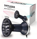 Lavanpro New York diffuser hair dryer front view showing the premium silver finish.