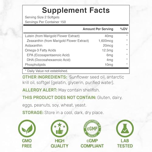 Deal Supplement Lutein And Zeaxanthin Softgels Supplement Facts Label