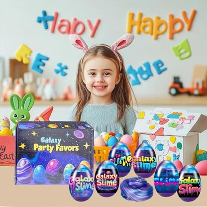 JDSTY cosmic slime eggs arranged as festive holiday basket stuffers for kids