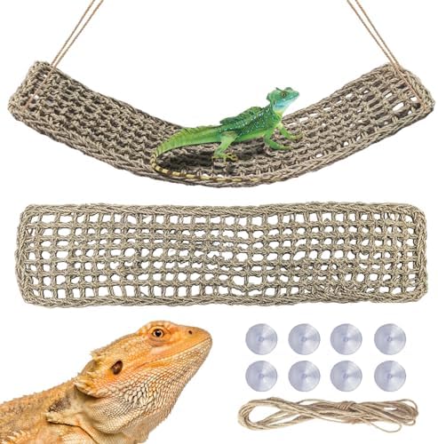 Close up of natural woven seagrass texture for reptile hammock