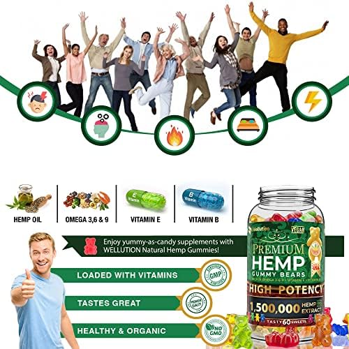 Wellution hemp supplement bottle with nutritional information