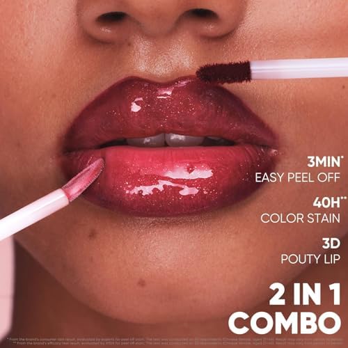 JUDYDOLL Peel Off Stain and Plumping Oil Duo - Long-Lasting Lip Stain with 3D Plumping Gloss, Hydrating and Non-Sticky Formula (#05 Coco Bronze) - Image 6