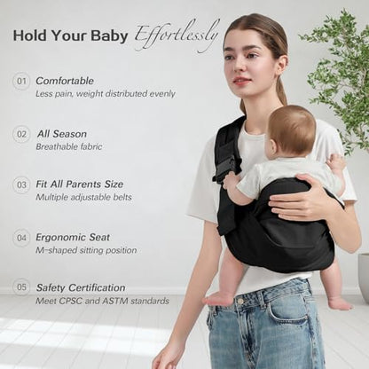 Adjustable wide shoulder strap design on the MISSWISDOM premium baby wrap
