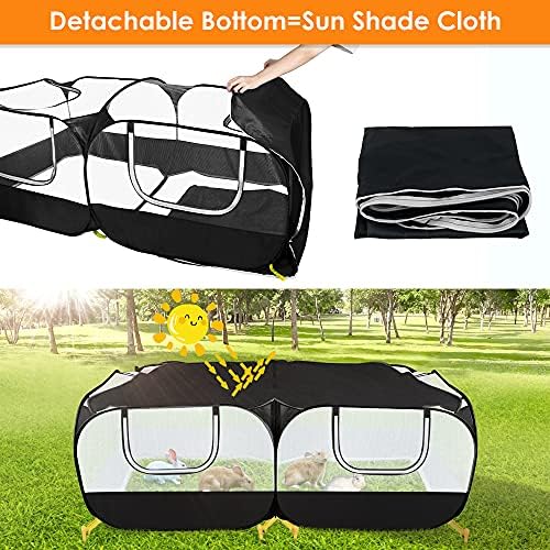 SlowTon Small Animals Playpen - Portable Chicken Coop Run Large Chick Brooder 73"x36"x25" with Detachable Bottom, Pop Up Pet Enclosure Cat Tent for Guinea Pig Bunny Puppy Indoor Outdoor (Flat Top) - Image 3