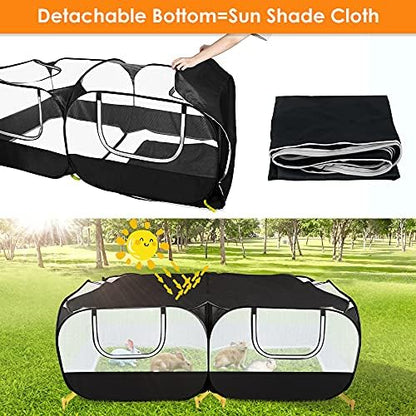 SlowTon Small Animals Playpen - Portable Chicken Coop Run Large Chick Brooder 73"x36"x25" with Detachable Bottom, Pop Up Pet Enclosure Cat Tent for Guinea Pig Bunny Puppy Indoor Outdoor (Flat Top) - Image 3