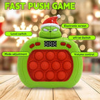 LAHAND electronic handheld puzzle game side angle highlighting the comfortable grip and durable plastic casing