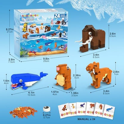 Packaging layout of the twenty-four individual animal block kits for classroom rewards