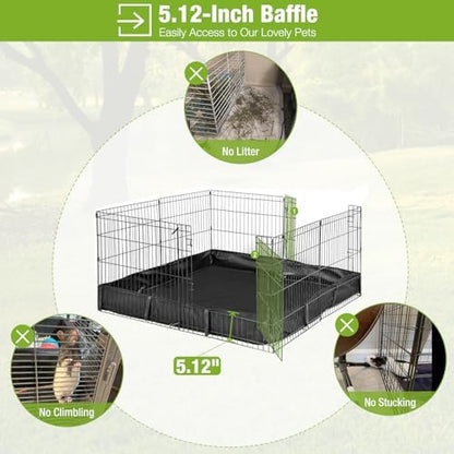 GUTINNEEN Rabbit Pet Playpen Guinea Pig Cage with Waterproof PVC Bottom Liner, Triple Fixing Cage for Rabbit, Guinea Pigs, Bunny, Hedgehog, Small Animal Indoor Playpen, 48''L x 48''W x 24''H - Image 6
