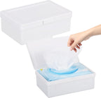 FMOACEN 2 Pack Wipes Dispenser front view showing white plastic finish