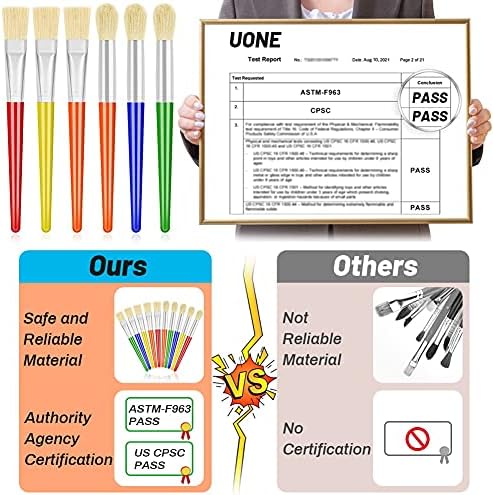 Five round and five flat chubby preschool painting brushes displayed together